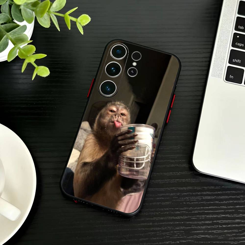 Cute Funny Monkey Phone Case For Samsung S26,S25,S24,S23,S22,S21,S20,Plus,Fe,Lite,Others Black Cover