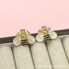 Fashion Geometric Stainless Steel Bee Earrings - Colorfast Drop Glaze Studs for Women