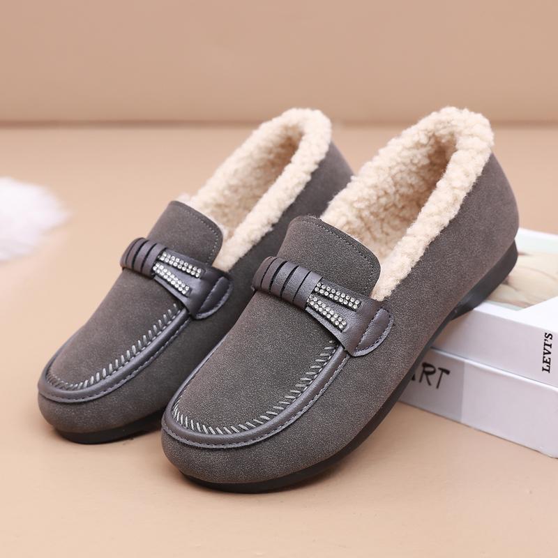 Winter Women's Fleece Lined Faux Leather Loafer Shoes With Thick Sole Outdoor  Shoes for Female Warm Fur Lined Flat Platform Shoes