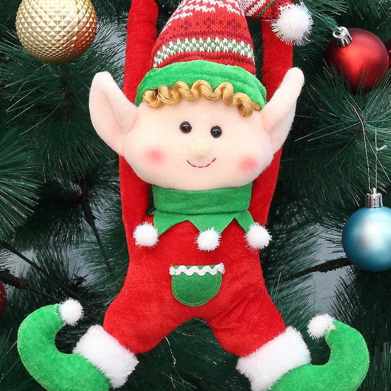 New fabric pointed hat elf doll door hanging curtains holding Christmas tree pendant decorations