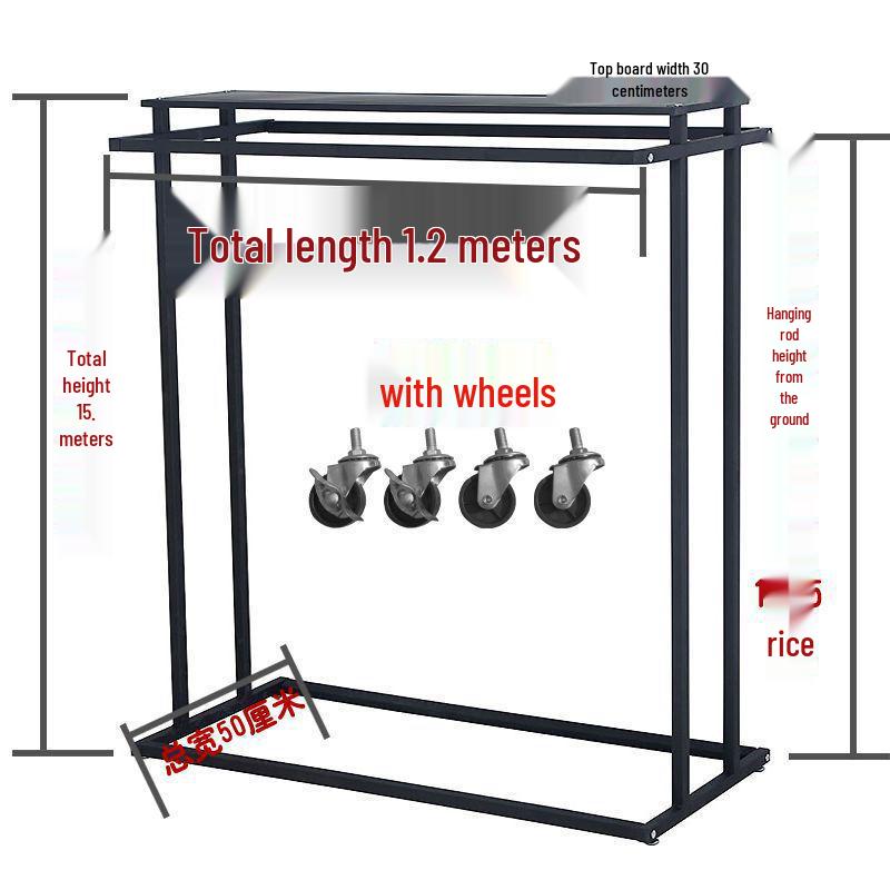 Clothing Store Double-Bar Gondola Rack - Men's & Women's Hanger with Shelves