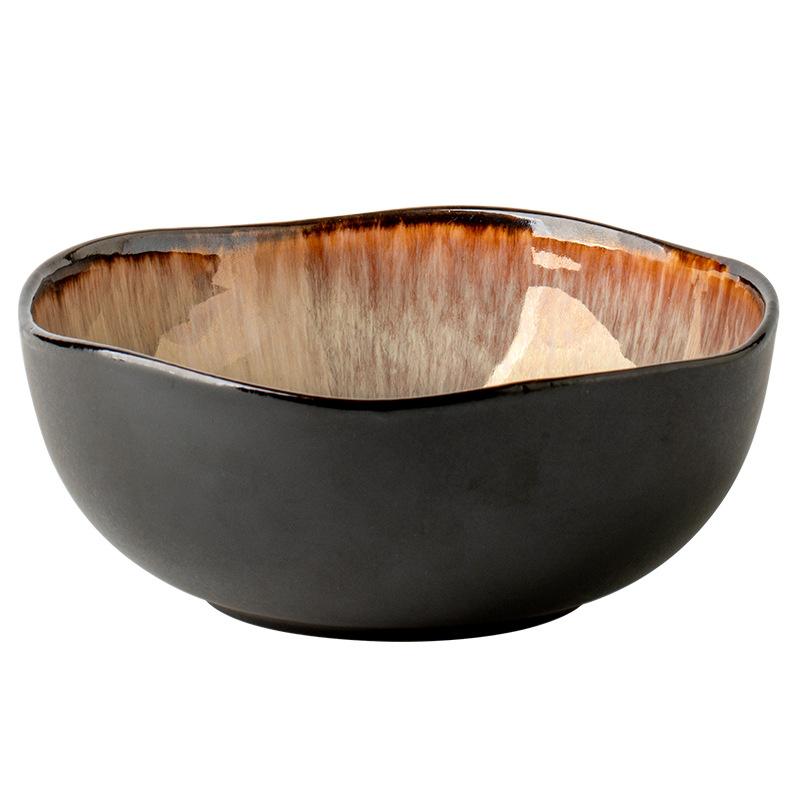 Yunmeng Kiln Becomes 6.5-Inch Special-Shaped Noodle Bowl Ceramic Fruit Bowl High-End Restaurant Specialty Tableware Export