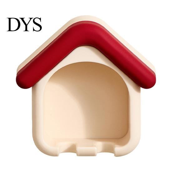 Household Toothbrush Storage Cartoon House Holder, Wall Mounted Bathroom Organizer, Suspended Soft Card Slot Holder Drainage Drying Rack for Electric