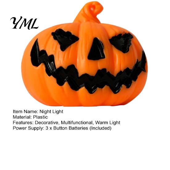Funny Halloween Gift Pumpkin Night Light, Decorative LED Ghost Lantern, Lighted Face Figurine Festive Room Decoration for Home Party Desktop