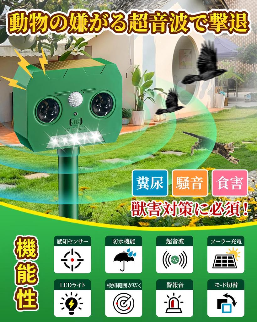 for Lupsty Ultrasonic Cat Cat Stray Cat 2 12m Detection Alarm Solar PIR Infrared Ultrasonic Pest Standby Bird Pest [New 2025] Repellent, Multi-Animal