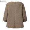 ZANZEA Women Casual Sqaure Collar Summer Loose 3/4 Sleeve Blouse