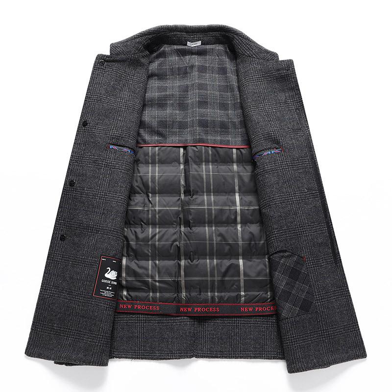 Autumn and Winter Woolen Coat Medium and Long Business Casual Removable Goose Down Liner Double-sided Woolen Coat Men's Coat