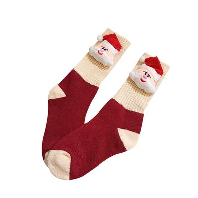 Thick Cotton Socks 3D Father Christmas Doll Socks Soft Warm Adorable Children Socks for Autumn Winte