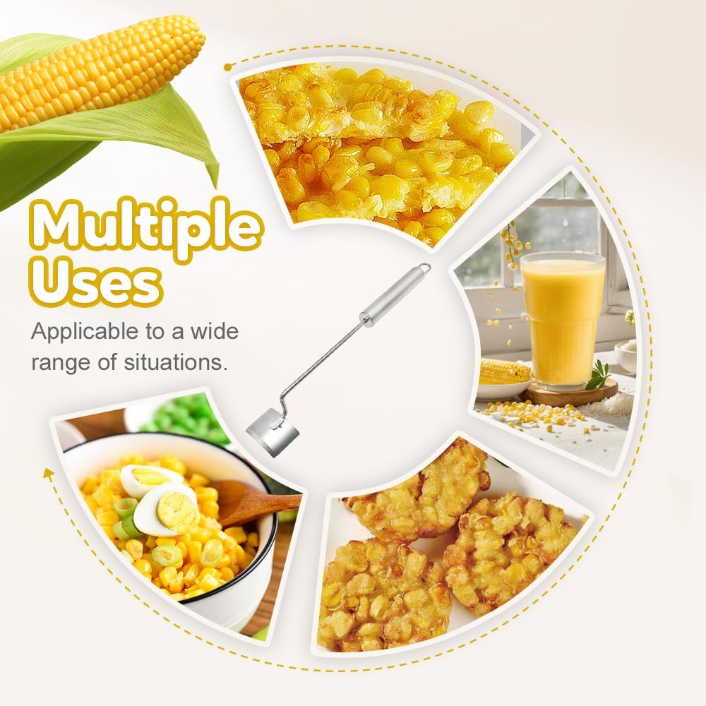 Easy Clean Corn Cob Peeler, 2025 New Corn Peeler for Corn On the Cob, Long Handle Stainless Steel Corn Stripping Tool for Home Kitchen (1 PCS)