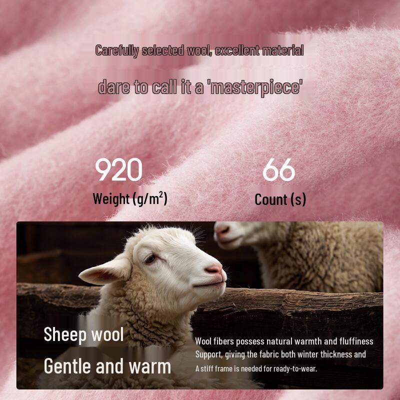 Women's Wool-Blend Round Neck Double-Button Winter Coat