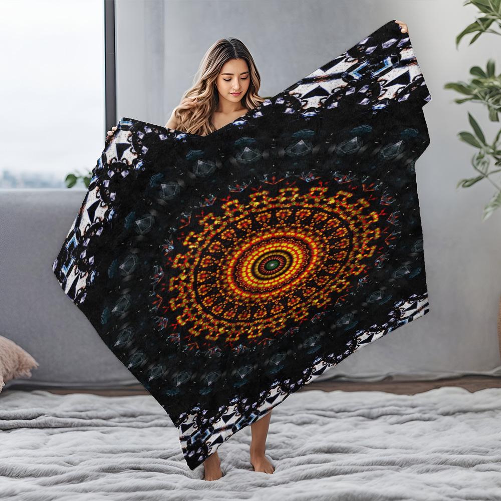 Colorful Mandala Round Dot Print Blanket Soft Fleece Throw Bed Sofa Cover Gift