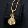 2026 Jewelry Fashion Trend: Inlaid Zircon, Gold Plated, Diamond Inlaid, Beautiful Money Bag Pendant Necklace, Men's Exquisite Gift Jewelry Necklace