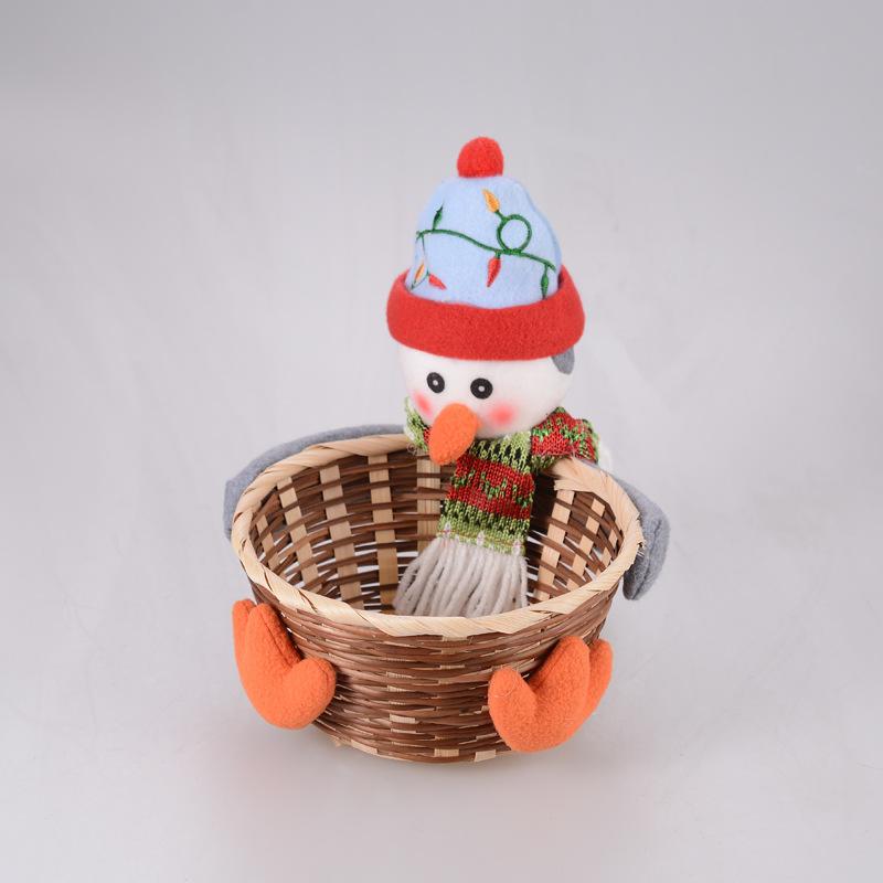 2025 New Santa Snowman Candy Bamboo Basket Christmas Gift Storage Basket Festive Atmosphere Christmas Decorations For Car Home