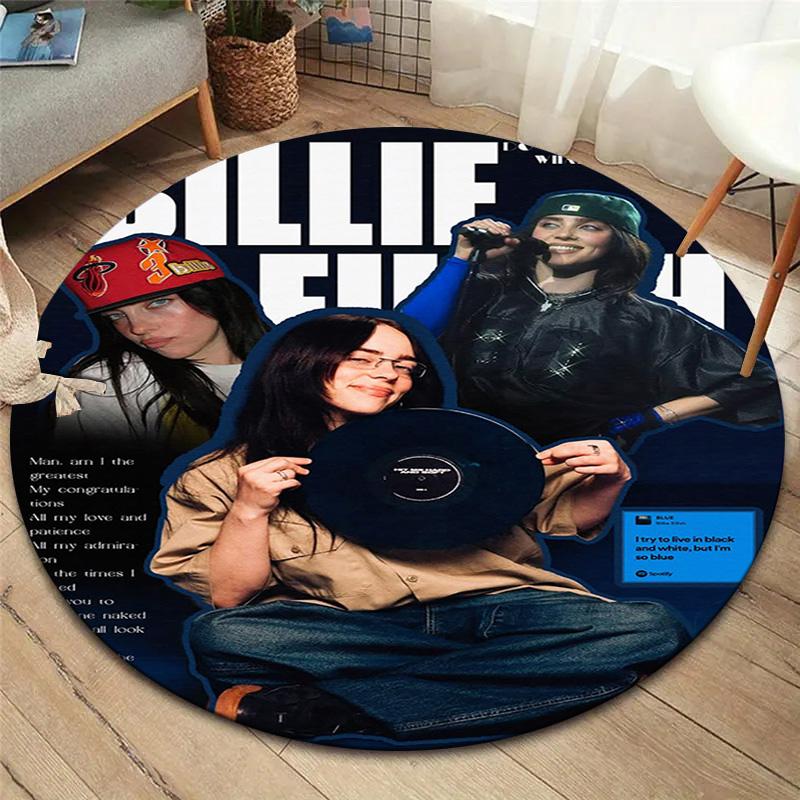 Billie Eilish Round Area Rug,Carpet Rug for Living Room Bedroom Sofa Playroom Decor,Non-slip Floor Mat