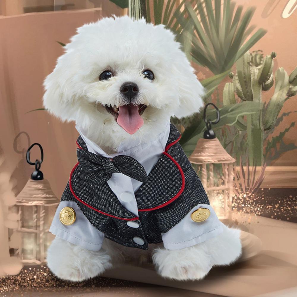 New Pet Dress Wedding Party Autumn Dog Dress Polyester Tie Suit Dress Puppy Dress
