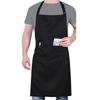 Polyester Cotton Apron Portable Free Size Solid Color Dual Pocket Washable Reusable Home Cooking Aprons Accessories