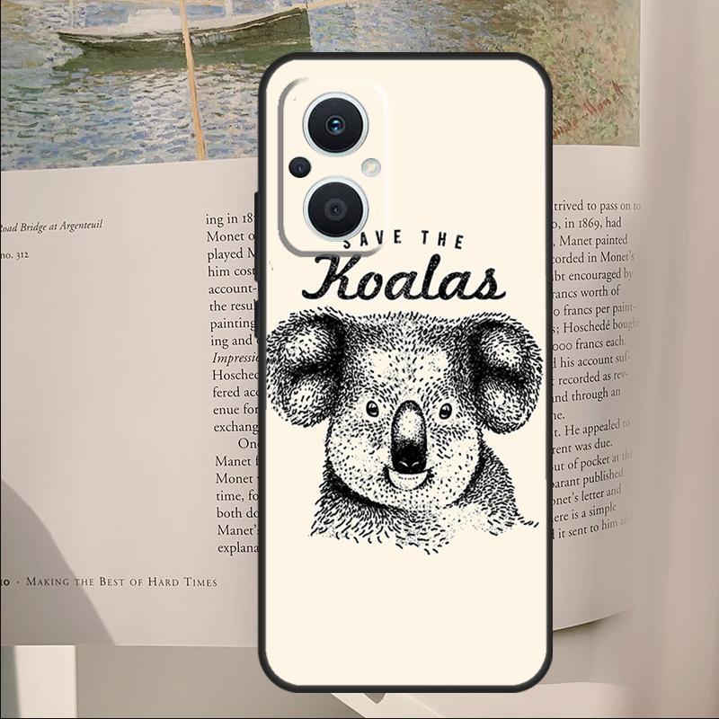 Cute Australia Koala Art Cover For OPPO Reno 11F 12F 13F 14F 10 11 12 13 14 Pro 7 8 Lite OPPO Find X6 X8 X9 Pro Case