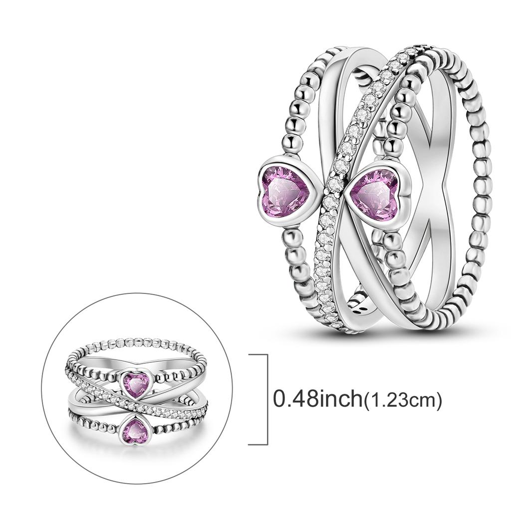 Rings For Women 925 Silver Color Zircon Winding Romantic Ring Finger Beaded Luxury Jewelry Original Engagement Wedding Gift