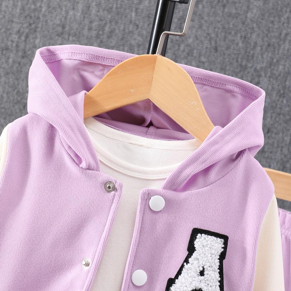 3-8Y Fall/Winter Boys Long-Sleeve Hooded Kids' Sportswear Set Color-Block A-Line Hoodie Set