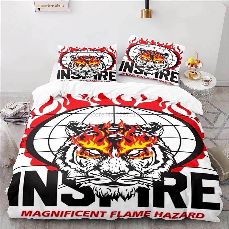 3d Flame Tiger Art Pattern Bedding Set Print Duvet Cover Set with Pillowcase Home Textile Adult Kids Twin Full Queen King Size