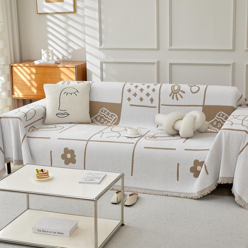 Chenille Ins Sofa Handtuchbezug Stoff für alle Jahreszeiten, Anti-Katzenkratz All-inclusive Bezug, Sofa Deckenbezug, Rutschfestes Kissen