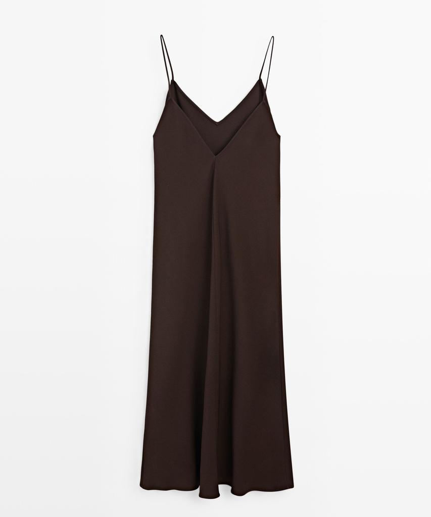 Masimodutti Fluid Satin Midi Dress