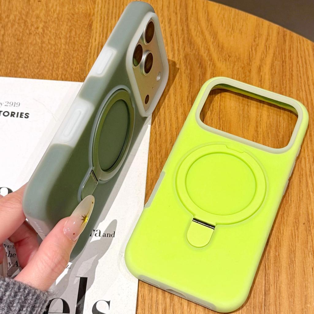 Stand Holder For Magsafe Wireless Charge Kickstand Case For iPhone Air 17 16 15 Pro Max Jelly Neon Silicone Shockproof Cover