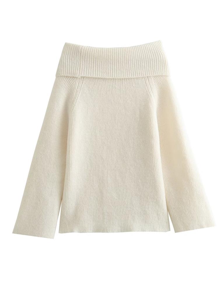 Women's Off Shoulder Sweaters Long Sleeve Oversized Ribbed Knit Going Out Spring Fall Tops Blouse Trendy Loose Pullover Sweaters Tops for Women