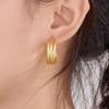 European & American INS Style Gold-Plated C-Shaped Double Wheat Ear Hoop Earrings - Trendy Titanium Steel Luxury Design for Women.