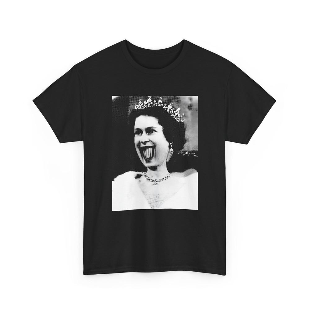 

1950s queen elizabeth 2 weegee distortion photo black tshirt 3XL