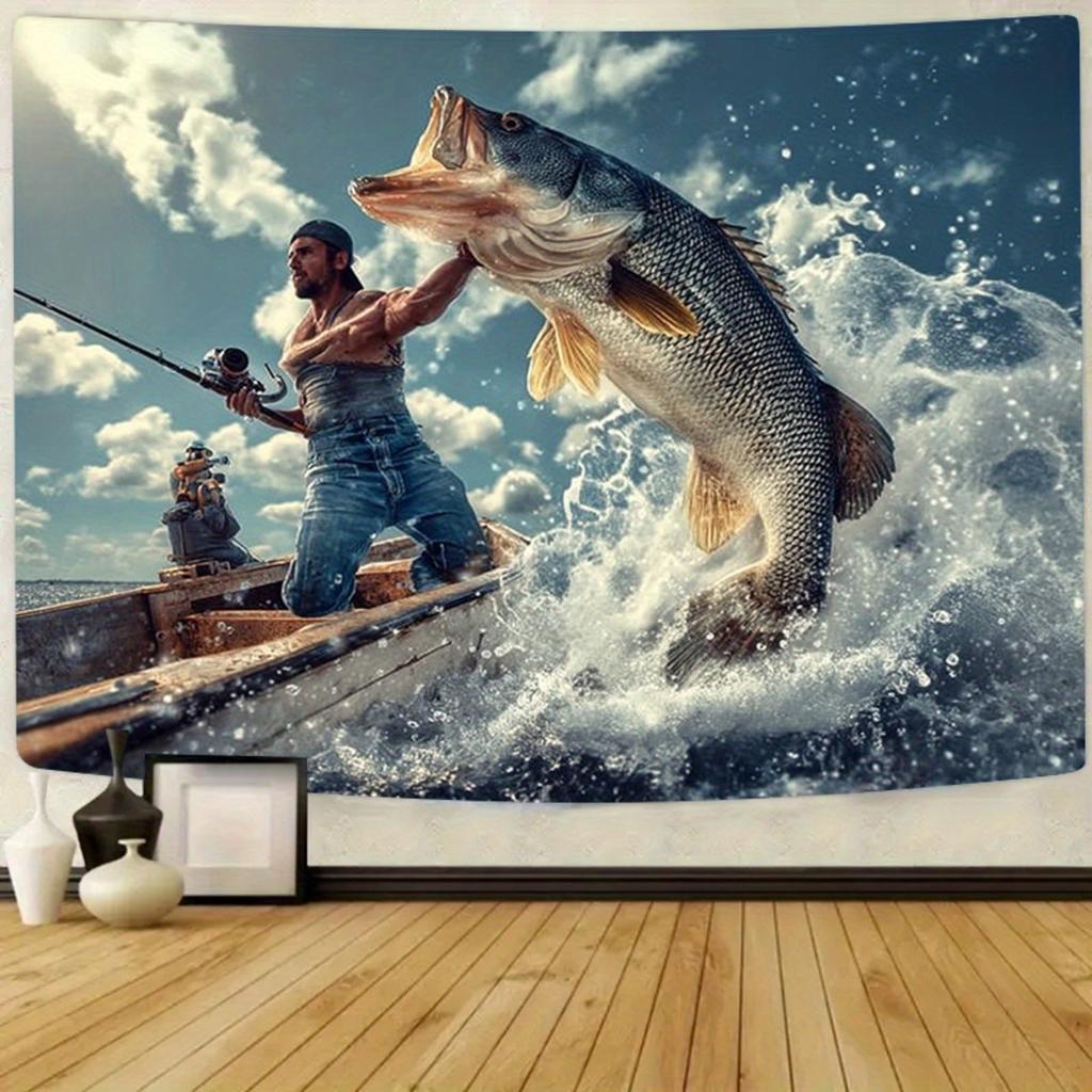 1 Piece 2D Flat Vibrant Fishing Party Background Banner Perfect for Home Decoration and Birthday Anniversary Celebrations