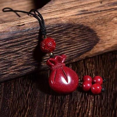 Cinnabar Money Bag Pendant: Purple Sand Charm Phone Chain & Coin Purse with Car Keychain