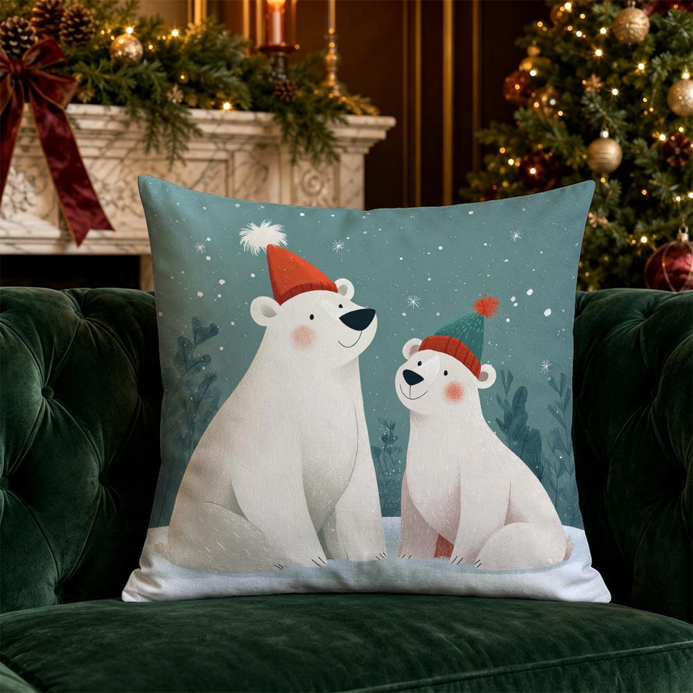 Christmas Cute Cartoon Pillow Covers Pattern Cushion Cover Suitable for Sofa Bedroom Car Pillow Cover
