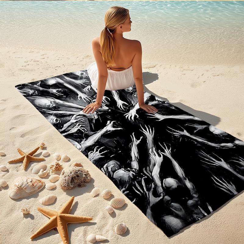 1Pc Eerie Hands Out Beach Towel Quick Dry Multiuse For Beach Pool Gym Yoga Home Travel Christmas Halloween Xmas Gift G120