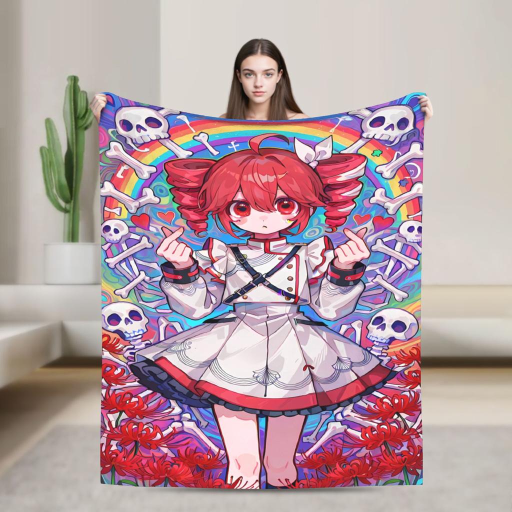 Kasane Teto Triple Twin Cute Blanket Camping Flannel Throw Blanket For Couch Chair Warm Soft Design Quality Bedspread Gift Idea