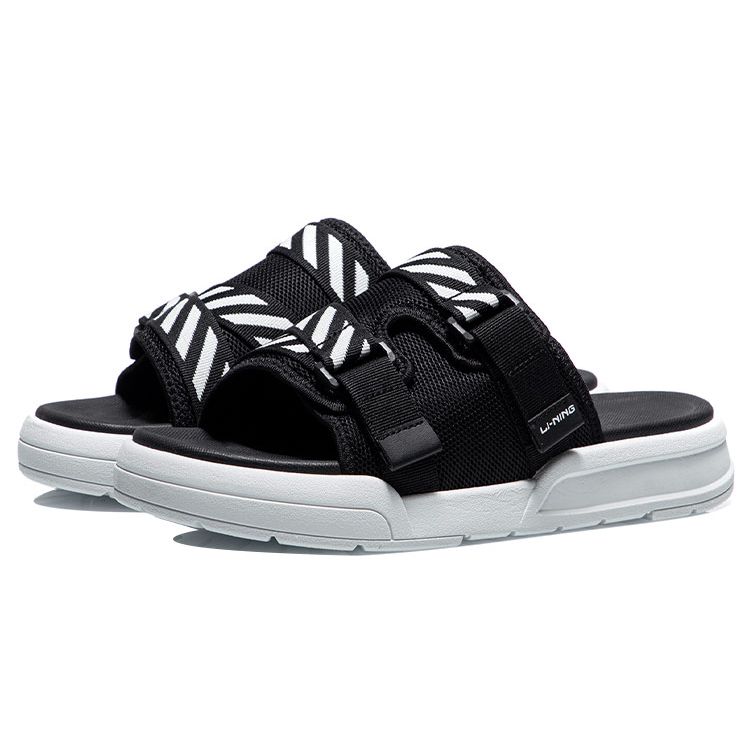 Li-Ning Breathable Slide Sandals Men Footwear Black White AGAR013-3