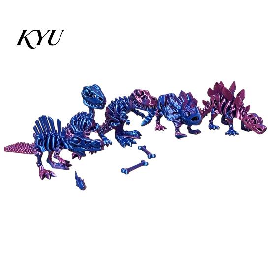 Articulated Bone Figures 5Pcs 3D Printed Dinosaur Skeleton Ornament, Movable Joints Prehistoric Figures, Fish Tank Landscaping Accessories Realistic