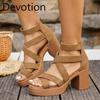 New Pointed-toe Shoes with Square Fasteners, Thick Heels, High Heels, Large Size Sandals Devotion