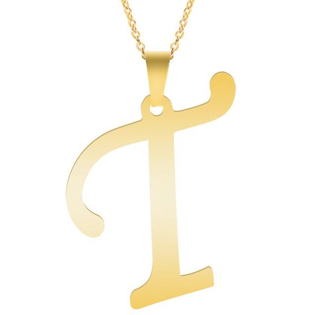 Gull alfabetet halskjeder for kvinner Smykker kjede på halsen 26 bokstaver anheng Halskjede rustfritt stål choker kvinne tilbehør
