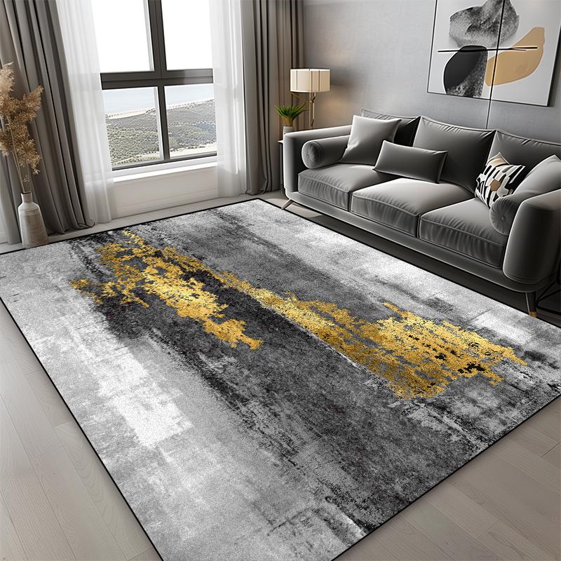Severský moderní koberec se zlatou linií do obývacího pokoje, luxusní domácí dekorace, protiskluzový koberec velkých rozměrů pod pohovku, ložnice, šatna, vchodová rohožka