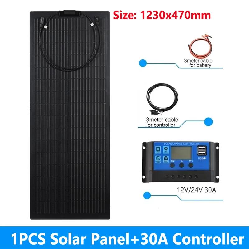 Powerful 200W 100W Flexible Solar Panel Kit Complete 18V Solar Cell PV Connecter Solar Battery Power Bank for Camping RV Boat