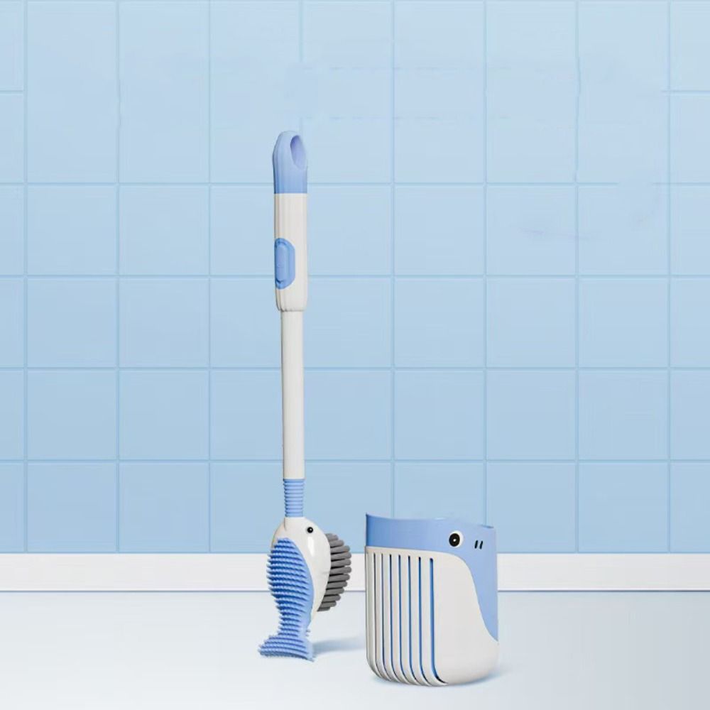 Silicone Toilet Scrubber Hanging Hole Toilet Cleaner with Holder Toilet Brush Set  Bathtubs