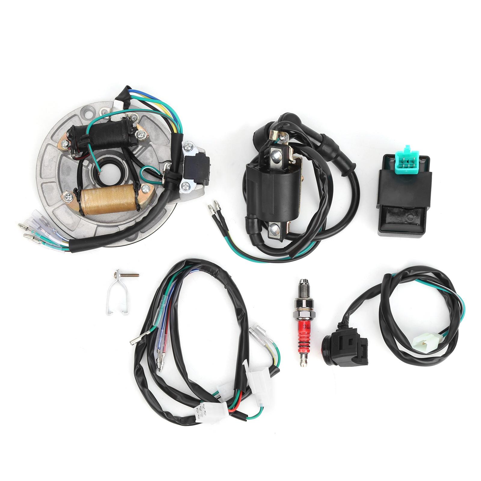 

Катушка зажигания Статор CDI Жгут проводов Комплект свечи зажигания Подходит для XRCRF 50 50cc -125cc белый