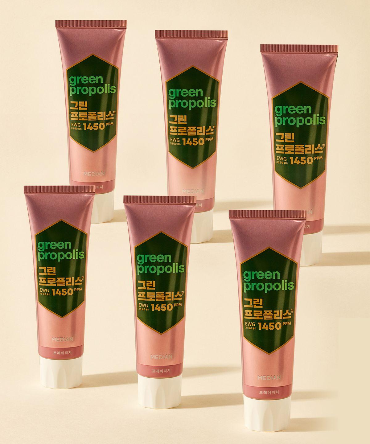 Green Propolis High Fluoride Toothpaste Fresh Peach 100g 6 Packs