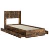 Bed Frame with Storage Space and Headboard Smoked Oak
