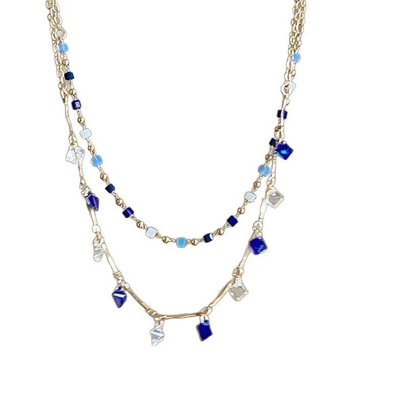 Charm Crystal Bead Double Layered Chains Choker Necklace For Women 2026 Trendy Vintage Personalized Neck Jewelry Accessories