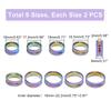 18Pcs 9 Size 201 Stainless Steel Grooved Finger Rings Set for Men Women, Rainbow Color, Inner Diameter: 16~22.2mm, Wide: 8mm, 2Pcs/size