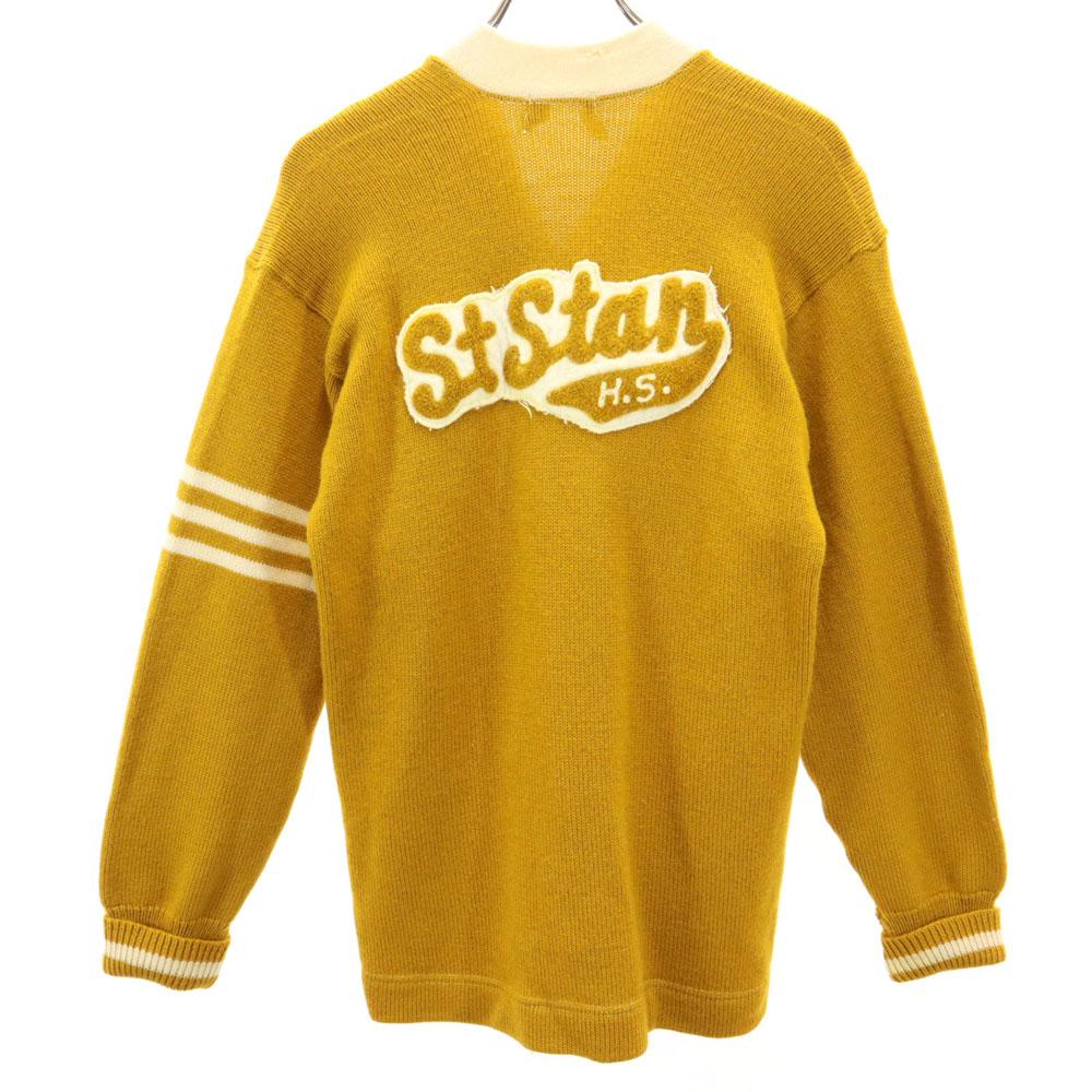 COLLEGIATE PENNAN 60s 70s Vintage Lettered Long Sleeve V Neck Knit Cardigan Men's Used