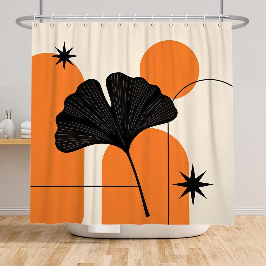 Nordic Style Tropical Leaves Shower Curtain Green Plant Art Waterproof Bath Curtains Polyester Fabric Decor Curtain with Hooks