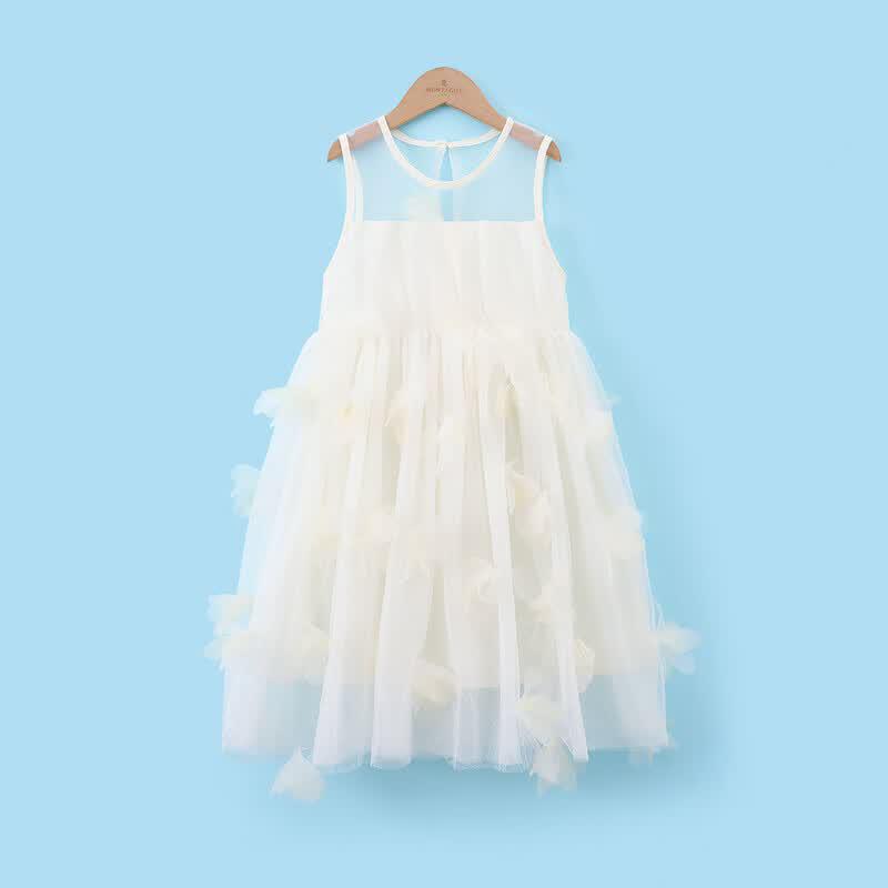 Girls' Summer 3D Floral Sleeveless Dress